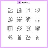 16 Universal Outline Signs Symbols of payment navigation love location compass Editable Vector Design Elements