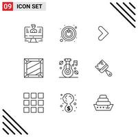 User Interface Pack of 9 Basic Outlines of alternative development arrow design box Editable Vector Design Elements