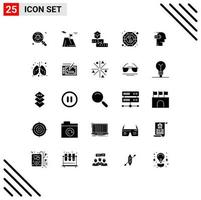 25 User Interface Solid Glyph Pack of modern Signs and Symbols of yang fang achievement study learning Editable Vector Design Elements