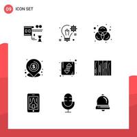 Modern Set of 9 Solid Glyphs and symbols such as direction location colors local lend Editable Vector Design Elements