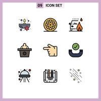 Set of 9 Modern UI Icons Symbols Signs for hand finger accident speech conference Editable Vector Design Elements