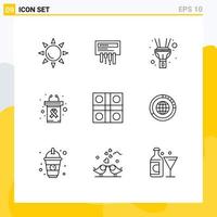 Group of 9 Outlines Signs and Symbols for ludo game ludo light game rostrum Editable Vector Design Elements