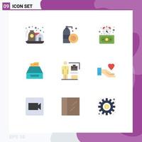 Pictogram Set of 9 Simple Flat Colors of inbox data timer accounts files Editable Vector Design Elements