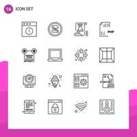 Set of 16 Vector Outlines on Grid for file development document develop fort Editable Vector Design Elements