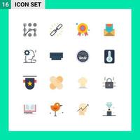 Group of 16 Flat Colors Signs and Symbols for envelope e web communication badge Editable Pack of Creative Vector Design Elements