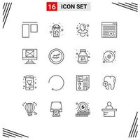 16 Universal Outline Signs Symbols of new compose baby webpage internet Editable Vector Design Elements