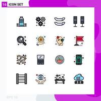 Modern Set of 16 Flat Color Filled Lines and symbols such as kitchen system configuration sound appliances Editable Creative Vector Design Elements