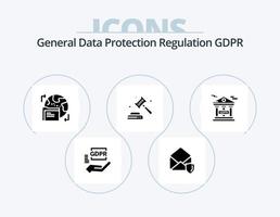 gdpr glyph icon pack 5 diseño de iconos. gdpr abierto . datos. mundo vector