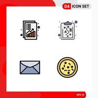 Universal Icon Symbols Group of 4 Modern Filledline Flat Colors of analysis chat money management message Editable Vector Design Elements