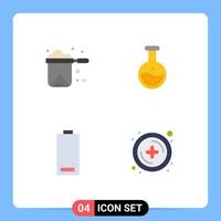 Set of 4 Modern UI Icons Symbols Signs for kitchen education restaurant labe electric Editable Vector Design Elements