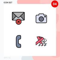 4 Thematic Vector Filledline Flat Colors and Editable Symbols of delete phone twitter camera health Editable Vector Design Elements