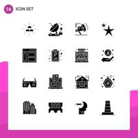 Pictogram Set of 16 Simple Solid Glyphs of communication shape satellite abstract marketing atoumation Editable Vector Design Elements