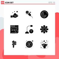 Pack of 9 Modern Solid Glyphs Signs and Symbols for Web Print Media such as gadget computers blade web browser Editable Vector Design Elements