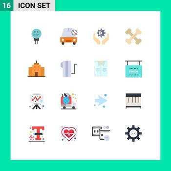 Set of 16 Vector Flat Colors on Grid for building lab slash bones hold Editable Pack of Creative Vector Design Elements