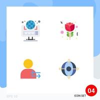 Mobile Interface Flat Icon Set of 4 Pictograms of browser left web tulip business Editable Vector Design Elements