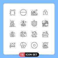 conjunto de 16 iconos modernos de ui símbolos signos para aprender educación estantería libro medalla elementos de diseño vectorial editables vector