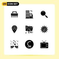 Set of 9 Modern UI Icons Symbols Signs for extension data look analysis map Editable Vector Design Elements