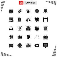 25 User Interface Solid Glyph Pack of modern Signs and Symbols of electronic quality mouse medal shopping Editable Vector Design Elements