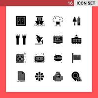 16 Thematic Vector Solid Glyphs and Editable Symbols of tool construction cloud based services brickwork cloud software Editable Vector Design Elements