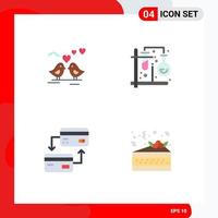 4 Thematic Vector Flat Icons and Editable Symbols of bride card heart tubes cashless Editable Vector Design Elements