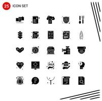 Pictogram Set of 25 Simple Solid Glyphs of dinner personal cloud reporting encryption sky docs Editable Vector Design Elements