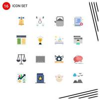 Pack of 16 Modern Flat Colors Signs and Symbols for Web Print Media such as reject office camping employee teapot Editable Pack of Creative Vector Design Elements