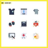 9 User Interface Flat Color Pack of modern Signs and Symbols of weight gloves interface glove tissue Editable Vector Design Elements