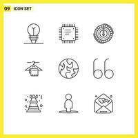 9 Creative Icons Modern Signs and Symbols of hotel towel processor hanger lower Editable Vector Design Elements