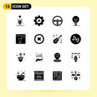 Universal Icon Symbols Group of 16 Modern Solid Glyphs of finance lightbulb controller invention idea Editable Vector Design Elements