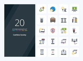 20 Cashless Society Flat Color icon for presentation vector