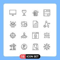 User Interface Pack of 16 Basic Outlines of day cancer check list awareness delete Editable Vector Design Elements