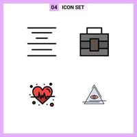 paquete de iconos de vector de stock de 4 signos y símbolos de línea para alinear elementos de diseño de vector editables de pirámide de dieta de maletín de ojo