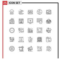 Group of 25 Lines Signs and Symbols for style salon game beauty case Editable Vector Design Elements