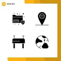 4 Creative Icons Modern Signs and Symbols of data network security sport online Editable Vector Design Elements