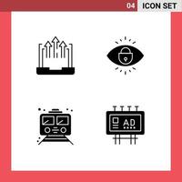 Pack of Modern Solid Glyphs Signs and Symbols for Web Print Media such as arrow metro laptop internet subway Editable Vector Design Elements