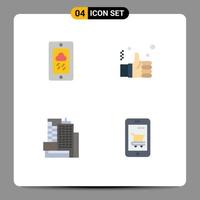 Mobile Interface Flat Icon Set of 4 Pictograms of mobile building rainy hand office Editable Vector Design Elements