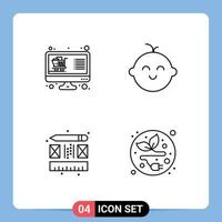 4 iconos creativos signos y símbolos modernos del proceso de compra muestran elementos de diseño de vectores editables de energía alternativa para niños