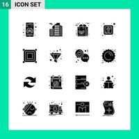 16 Universal Solid Glyphs Set for Web and Mobile Applications game religious bag cross recycle Editable Vector Design Elements