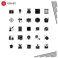 Modern Set of 25 Solid Glyphs and symbols such as electricity charge implementation layout volume Editable Vector Design Elements