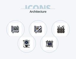 paquete de iconos llenos de línea de arquitectura 5 diseño de iconos. mano de obra. arquitectura. fuerza. herramienta. Brújula vector