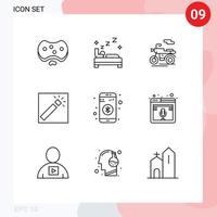 User Interface Pack of 9 Basic Outlines of data retouch cleaning photography photo Editable Vector Design Elements