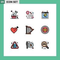 9 iconos creativos signos y símbolos modernos de amor flecha mapa página web sonido elementos de diseño vectorial editables vector