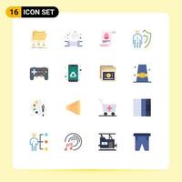 conjunto de 16 iconos de ui modernos símbolos signos para protección hombre desperdicio trabajo huevo paquete editable de elementos creativos de diseño de vectores