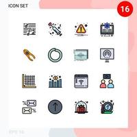 Editable Vector Line Pack of 16 Simple Flat Color Filled Lines of update monitor love gear error Editable Creative Vector Design Elements