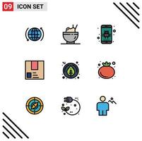 Set of 9 Modern UI Icons Symbols Signs for leaf product application package e Editable Vector Design Elements