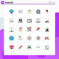 Flat Color Pack of 25 Universal Symbols of cream search artificial page media Editable Vector Design Elements