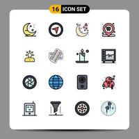 Modern Set of 16 Flat Color Filled Lines and symbols such as criticism choice moon cart shopping Editable Creative Vector Design Elements