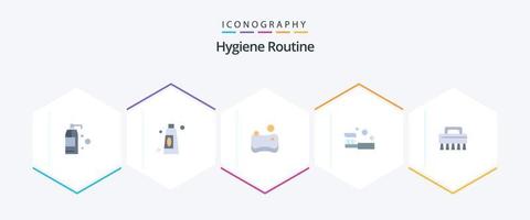 Hygiene Routine 25 Flat icon pack including . cleaning. sponge. brush. shower vector