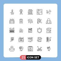 Modern Set of 25 Lines and symbols such as arrows map tower labyrinth house Editable Vector Design Elements