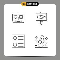 paquete de interfaz de usuario de 4 colores planos básicos de línea de llenado del botón de radio de la estufa cocina humo de pascua elementos de diseño vectorial editables vector